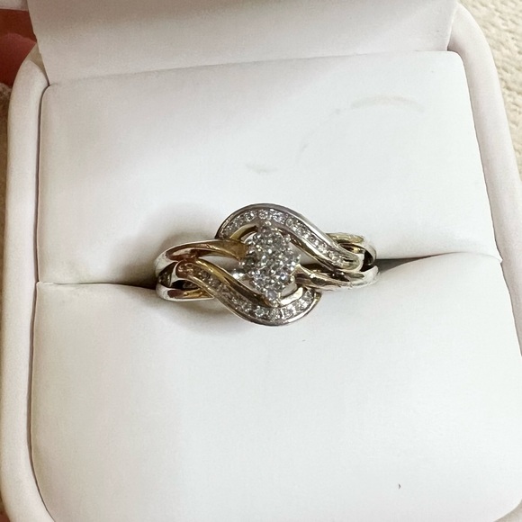 True Vintage Natural Diamonds channel set bypass ring on 925 sterling silver - Picture 1 of 11